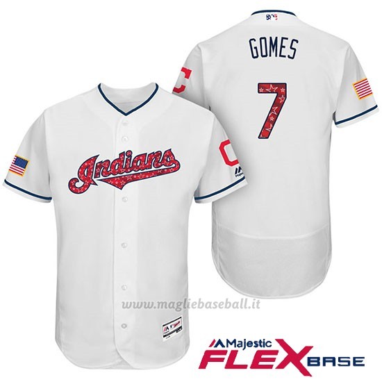 Maglia Baseball Uomo Cleveland Indians 2017 Estrellas y Rayas Yan Gomes Bianco Flex Base